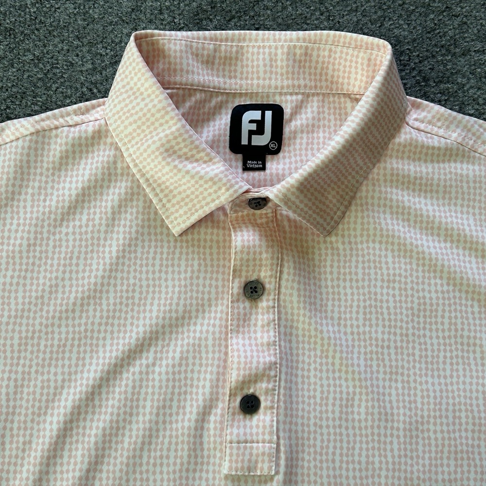 Footjoy Shirt Men Extra Large Bead Chain Print‎ Lisle Self Collar Golf Polo FJ